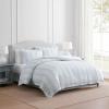 imageMartha Stewart  Queen Duvet Cover Set 100 Smooth amp Silky Sateen Cotton Bedding with a Cotton Percale Reverse 3 Piece Floral Bedding with Matching Pillowcases Songbird YellowVerbena Stripe Blue