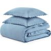 imageMartha Stewart  Queen Duvet Cover Set 100 Smooth amp Silky Sateen Cotton Bedding with a Cotton Percale Reverse 3 Piece Floral Bedding with Matching Pillowcases Songbird YellowSignature Scallop Blue