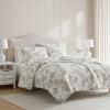 imageMartha Stewart  Queen Duvet Cover Set 100 Smooth amp Silky Sateen Cotton Bedding with a Cotton Percale Reverse 3 Piece Floral Bedding with Matching Pillowcases Songbird YellowSophia Stripe Blue