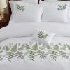 imageMartha Stewart  Queen Duvet Cover Set 100 Smooth amp Silky Sateen Cotton Bedding with a Cotton Percale Reverse 3 Piece Floral Bedding with Matching Pillowcases Songbird YellowFern Garden Green