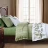 imageMartha Stewart  Queen Duvet Cover Set 100 Smooth amp Silky Sateen Cotton Bedding with a Cotton Percale Reverse 3 Piece Floral Bedding with Matching Pillowcases Songbird YellowFern Garden Green