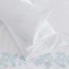 imageMartha Stewart  Queen Duvet Cover Set 100 Smooth amp Silky Sateen Cotton Bedding with a Cotton Percale Reverse 3 Piece Floral Bedding with Matching Pillowcases Songbird YellowGarden Path Embroidery Blue