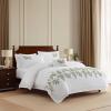 imageMartha Stewart  Queen Duvet Cover Set 100 Smooth amp Silky Sateen Cotton Bedding with a Cotton Percale Reverse 3 Piece Floral Bedding with Matching Pillowcases Songbird YellowFern Garden Green