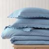 imageMartha Stewart  Queen Duvet Cover Set 100 Smooth amp Silky Sateen Cotton Bedding with a Cotton Percale Reverse 3 Piece Floral Bedding with Matching Pillowcases Songbird YellowSignature Scallop Blue