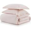 imageMartha Stewart  Queen Duvet Cover Set 100 Smooth amp Silky Sateen Cotton Bedding with a Cotton Percale Reverse 3 Piece Floral Bedding with Matching Pillowcases Songbird YellowSignature Scallop Pink