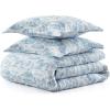 imageMartha Stewart  Queen Duvet Cover Set 100 Smooth amp Silky Sateen Cotton Bedding with a Cotton Percale Reverse 3 Piece Floral Bedding with Matching Pillowcases Songbird YellowFarmhouse Toile Blue