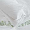imageMartha Stewart  Queen Duvet Cover Set 100 Smooth amp Silky Sateen Cotton Bedding with a Cotton Percale Reverse 3 Piece Floral Bedding with Matching Pillowcases Songbird YellowGarden Path Embroidery Green