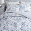 imageMartha Stewart  Queen Duvet Cover Set 100 Smooth amp Silky Sateen Cotton Bedding with a Cotton Percale Reverse 3 Piece Floral Bedding with Matching Pillowcases Songbird YellowSongbird Blue