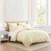 imageMartha Stewart  Queen Duvet Cover Set 100 Smooth amp Silky Sateen Cotton Bedding with a Cotton Percale Reverse 3 Piece Floral Bedding with Matching Pillowcases Songbird YellowSignature Scallop White