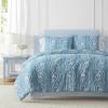 imageMartha Stewart  Queen Duvet Cover Set 100 Smooth amp Silky Sateen Cotton Bedding with a Cotton Percale Reverse 3 Piece Floral Bedding with Matching Pillowcases Songbird YellowSophia Stripe Blue