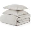 imageMartha Stewart  Queen Duvet Cover Set 100 Smooth amp Silky Sateen Cotton Bedding with a Cotton Percale Reverse 3 Piece Floral Bedding with Matching Pillowcases Songbird YellowSignature Scallop Grey