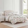 imageMartha Stewart  Queen Duvet Cover Set 100 Smooth amp Silky Sateen Cotton Bedding with a Cotton Percale Reverse 3 Piece Floral Bedding with Matching Pillowcases Songbird YellowGeranium Bloom Pink