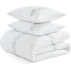 imageMartha Stewart  Queen Duvet Cover Set 100 Smooth amp Silky Sateen Cotton Bedding with a Cotton Percale Reverse 3 Piece Floral Bedding with Matching Pillowcases Songbird YellowGarden Path Embroidery Green