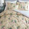imageMartha Stewart  Queen Duvet Cover Set 100 Smooth amp Silky Sateen Cotton Bedding with a Cotton Percale Reverse 3 Piece Floral Bedding with Matching Pillowcases Songbird YellowSongbird Yellow