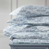 imageMartha Stewart  Queen Duvet Cover Set 100 Smooth amp Silky Sateen Cotton Bedding with a Cotton Percale Reverse 3 Piece Floral Bedding with Matching Pillowcases Songbird YellowFarmhouse Toile Blue