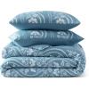 imageMartha Stewart  Queen Duvet Cover Set 100 Smooth amp Silky Sateen Cotton Bedding with a Cotton Percale Reverse 3 Piece Floral Bedding with Matching Pillowcases Songbird YellowElosie Floral Grey
