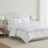imageMartha Stewart  Queen Duvet Cover Set 100 Smooth amp Silky Sateen Cotton Bedding with a Cotton Percale Reverse 3 Piece Floral Bedding with Matching Pillowcases Songbird YellowGarden Path Embroidery Green
