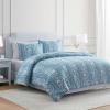 imageMartha Stewart  Queen Duvet Cover Set 100 Smooth amp Silky Sateen Cotton Bedding with a Cotton Percale Reverse 3 Piece Floral Bedding with Matching Pillowcases Songbird YellowSophia Stripe Blue