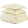 imageMartha Stewart  Queen Duvet Cover Set 100 Smooth amp Silky Sateen Cotton Bedding with a Cotton Percale Reverse 3 Piece Floral Bedding with Matching Pillowcases Songbird YellowSignature Scallop White