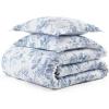 imageMartha Stewart  Queen Duvet Cover Set 100 Smooth amp Silky Sateen Cotton Bedding with a Cotton Percale Reverse 3 Piece Floral Bedding with Matching Pillowcases Songbird YellowSongbird Blue