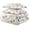 imageMartha Stewart  Queen Duvet Cover Set 100 Smooth amp Silky Sateen Cotton Bedding with a Cotton Percale Reverse 3 Piece Floral Bedding with Matching Pillowcases Songbird YellowGeranium Bloom Pink