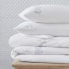imageMartha Stewart  Queen Duvet Cover Set 100 Smooth amp Silky Sateen Cotton Bedding with a Cotton Percale Reverse 3 Piece Floral Bedding with Matching Pillowcases Songbird YellowGarden Path Embroidery Blue