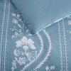 imageMartha Stewart  Queen Duvet Cover Set 100 Smooth amp Silky Sateen Cotton Bedding with a Cotton Percale Reverse 3 Piece Floral Bedding with Matching Pillowcases Songbird YellowSophia Stripe Blue