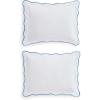 imageMartha Stewart  Queen Duvet Cover Set 100 Smooth amp Silky Sateen Cotton Bedding with a Cotton Percale Reverse 3 Piece Floral Bedding with Matching Pillowcases Songbird YellowSimple Scallop Blue