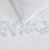 imageMartha Stewart  Queen Duvet Cover Set 100 Smooth amp Silky Sateen Cotton Bedding with a Cotton Percale Reverse 3 Piece Floral Bedding with Matching Pillowcases Songbird YellowGarden Path Embroidery Blue