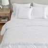 imageMartha Stewart  Queen Duvet Cover Set 100 Smooth amp Silky Sateen Cotton Bedding with a Cotton Percale Reverse 3 Piece Floral Bedding with Matching Pillowcases Songbird YellowGarden Path Embroidery Blue