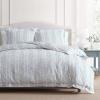 imageMartha Stewart  Queen Duvet Cover Set 100 Smooth amp Silky Sateen Cotton Bedding with a Cotton Percale Reverse 3 Piece Floral Bedding with Matching Pillowcases Songbird YellowVerbena Stripe Blue