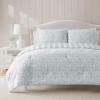 imageMartha Stewart  Queen Duvet Cover Set 100 Smooth amp Silky Sateen Cotton Bedding with a Cotton Percale Reverse 3 Piece Floral Bedding with Matching Pillowcases Songbird YellowCopper Vines Blue