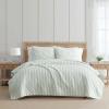 imageMartha Stewart  Queen Size Quilt Set Soft amp Smooth Sateen Bedding with a Light and Breathable Feel 3 Piece Bed Set with Matching Pillowcases Fern Embroidery GreyMurray Leaves Green