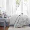 imageMartha Stewart  Queen Size Quilt Set Soft amp Smooth Sateen Bedding with a Light and Breathable Feel 3 Piece Bed Set with Matching Pillowcases Fern Embroidery GreyVine Flora Green