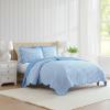 imageMartha Stewart  Queen Size Quilt Set Soft amp Smooth Sateen Bedding with a Light and Breathable Feel 3 Piece Bed Set with Matching Pillowcases Fern Embroidery GreyOlivia Gingham Blue