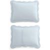 imageMartha Stewart  Queen Size Quilt Set Soft amp Smooth Sateen Bedding with a Light and Breathable Feel 3 Piece Bed Set with Matching Pillowcases Fern Embroidery GreyVintage Scallop Blue