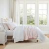 imageMartha Stewart  Queen Size Quilt Set Soft amp Smooth Sateen Bedding with a Light and Breathable Feel 3 Piece Bed Set with Matching Pillowcases Fern Embroidery GreyOlivia Gingham Pink