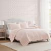 imageMartha Stewart  Queen Size Quilt Set Soft amp Smooth Sateen Bedding with a Light and Breathable Feel 3 Piece Bed Set with Matching Pillowcases Fern Embroidery GreyVintage Scallop Pink
