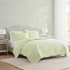imageMartha Stewart  Queen Size Quilt Set Soft amp Smooth Sateen Bedding with a Light and Breathable Feel 3 Piece Bed Set with Matching Pillowcases Fern Embroidery GreyVintage Scallop Green