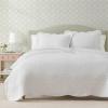 imageMartha Stewart  Queen Size Quilt Set Soft amp Smooth Sateen Bedding with a Light and Breathable Feel 3 Piece Bed Set with Matching Pillowcases Fern Embroidery GreyVintage Scallop White