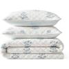 imageMartha Stewart  Queen Size Quilt Set Soft amp Smooth Sateen Bedding with a Light and Breathable Feel 3 Piece Bed Set with Matching Pillowcases Fern Embroidery GreyFlower Block Blue