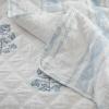 imageMartha Stewart  Queen Size Quilt Set Soft amp Smooth Sateen Bedding with a Light and Breathable Feel 3 Piece Bed Set with Matching Pillowcases Fern Embroidery GreyFlower Block Blue