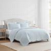 imageMartha Stewart  Queen Size Quilt Set Soft amp Smooth Sateen Bedding with a Light and Breathable Feel 3 Piece Bed Set with Matching Pillowcases Fern Embroidery GreyVintage Scallop Blue
