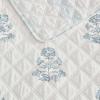 imageMartha Stewart  Queen Size Quilt Set Soft amp Smooth Sateen Bedding with a Light and Breathable Feel 3 Piece Bed Set with Matching Pillowcases Fern Embroidery GreyFlower Block Blue