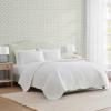 imageMartha Stewart  Queen Size Quilt Set Soft amp Smooth Sateen Bedding with a Light and Breathable Feel 3 Piece Bed Set with Matching Pillowcases Fern Embroidery GreyVintage Scallop White