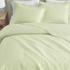 imageMartha Stewart  Queen Size Quilt Set Soft amp Smooth Sateen Bedding with a Light and Breathable Feel 3 Piece Bed Set with Matching Pillowcases Fern Embroidery GreyVintage Scallop Green
