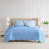 imageMartha Stewart  Queen Size Quilt Set Soft amp Smooth Sateen Bedding with a Light and Breathable Feel 3 Piece Bed Set with Matching Pillowcases Fern Embroidery GreyOlivia Gingham Blue