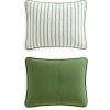 imageMartha Stewart  Queen Size Quilt Set Soft amp Smooth Sateen Bedding with a Light and Breathable Feel 3 Piece Bed Set with Matching Pillowcases Fern Embroidery GreyTicking Stripe Green