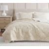 imageMartha Stewart  Queen Size Quilt Set Soft amp Smooth Sateen Bedding with a Light and Breathable Feel 3 Piece Bed Set with Matching Pillowcases Fern Embroidery GreyLayered Branches Beige