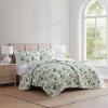 imageMartha Stewart  Queen Size Quilt Set Soft amp Smooth Sateen Bedding with a Light and Breathable Feel 3 Piece Bed Set with Matching Pillowcases Fern Embroidery GreyHydrangea Floral Beige